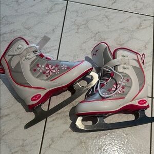 Floral Ice Skates with Pink Accents